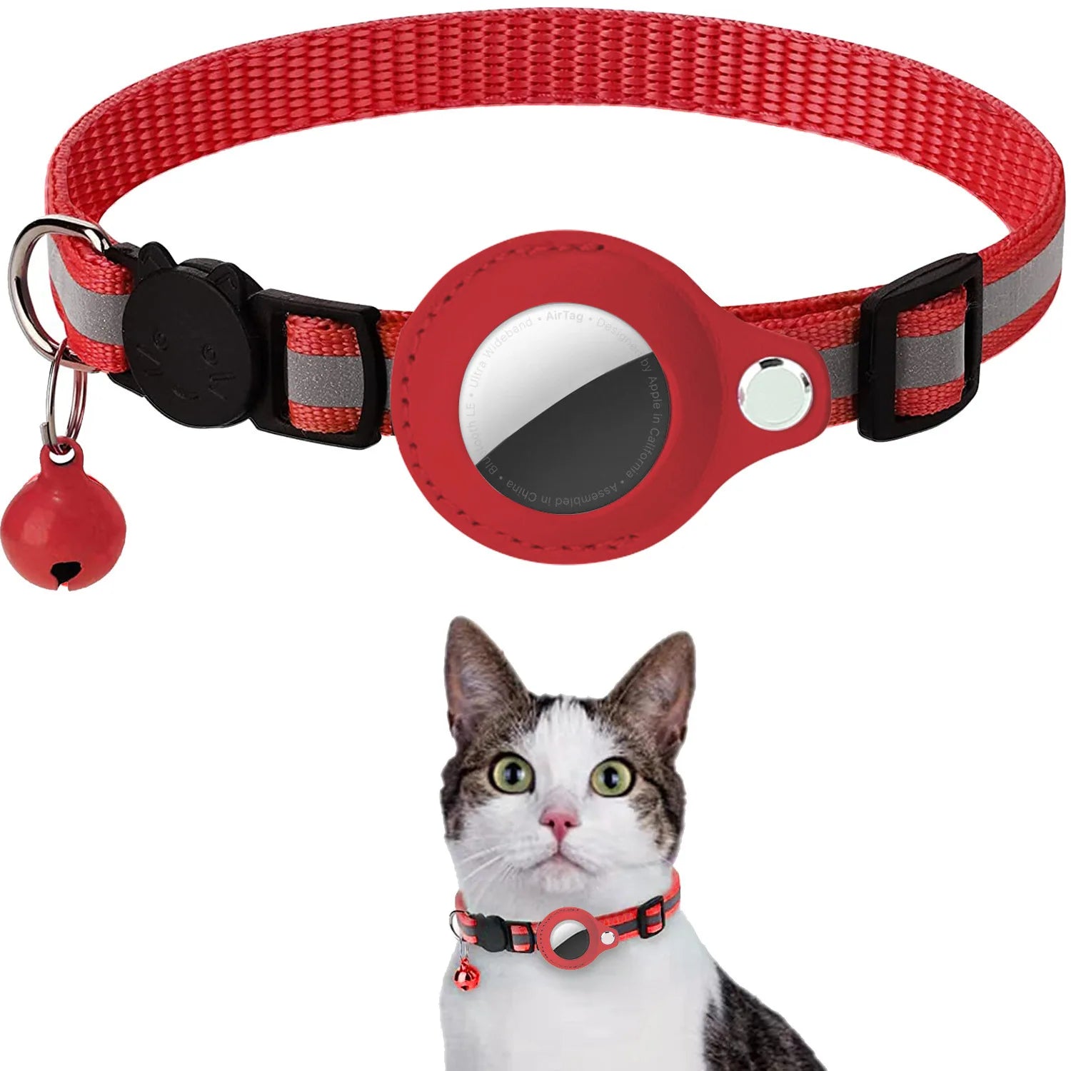 Katzenhalsband mit AirTag-Halterung – reflektierend, wasserdicht & sicher