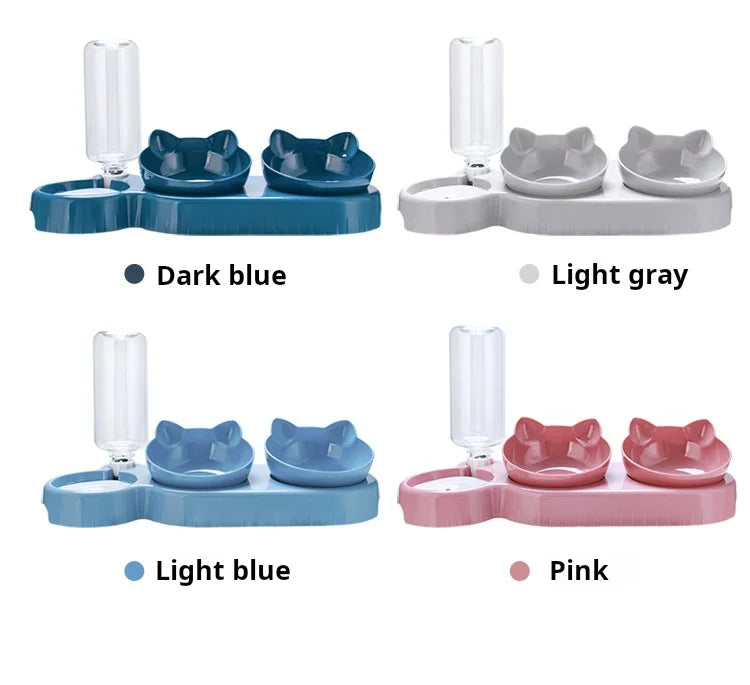 Ergonomisches Napf-Set für Katzen – Mit Schwerkraft-Wasserspender und schonendem Ohr-Design