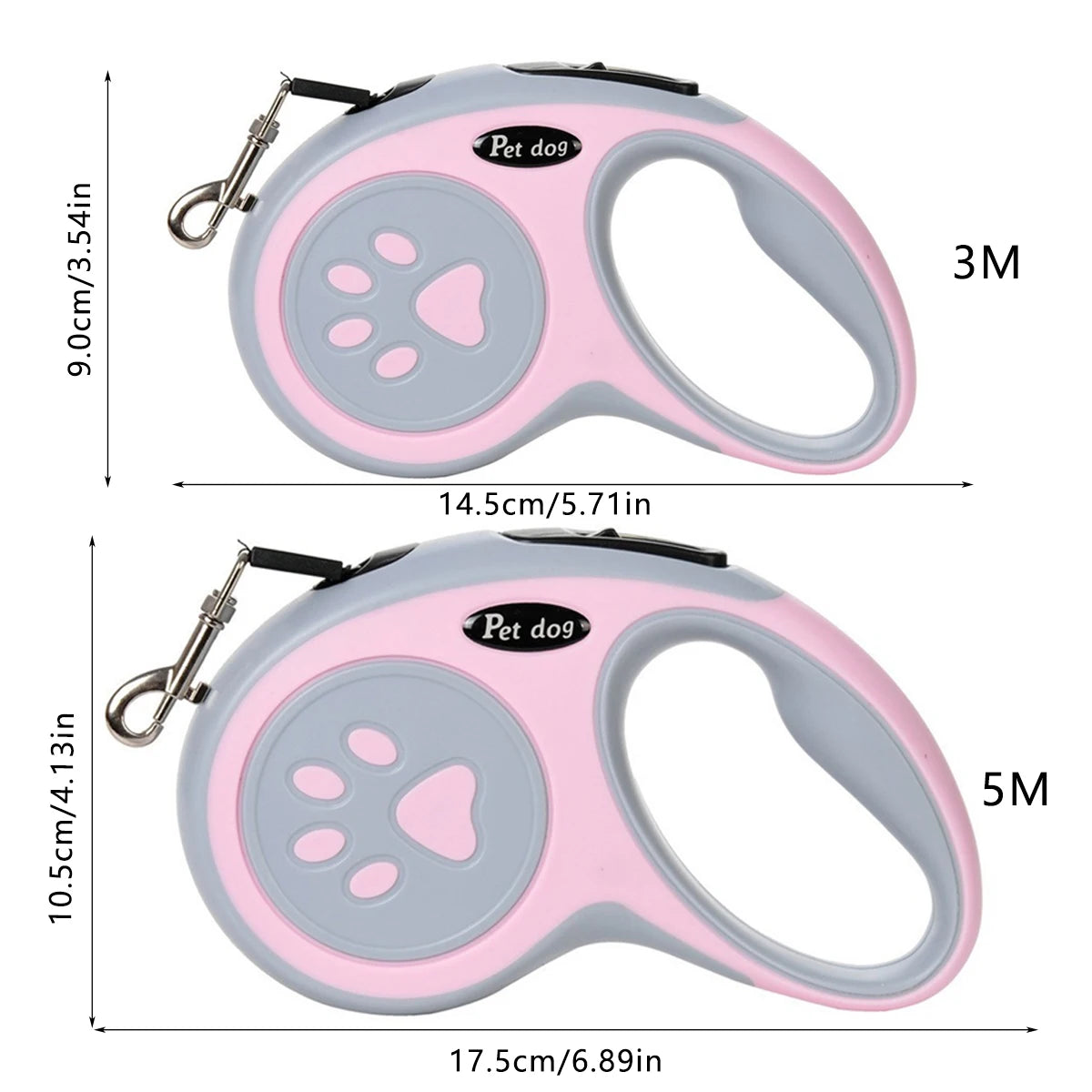 Einziehbare Hundeleine 3m/5m für kleine, mittlere & große Hunde – Robuste Nylon-Laufleine für Welpen & ausgewachsene Hunde