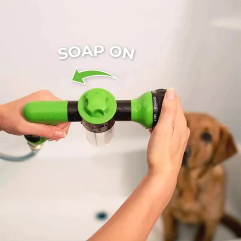 Verstellbare Hunde-Schaum-Sprühpistole mit integriertem Seifenbehälter