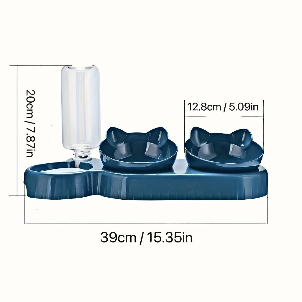Ergonomisches Napf-Set für Katzen – Mit Schwerkraft-Wasserspender und schonendem Ohr-Design