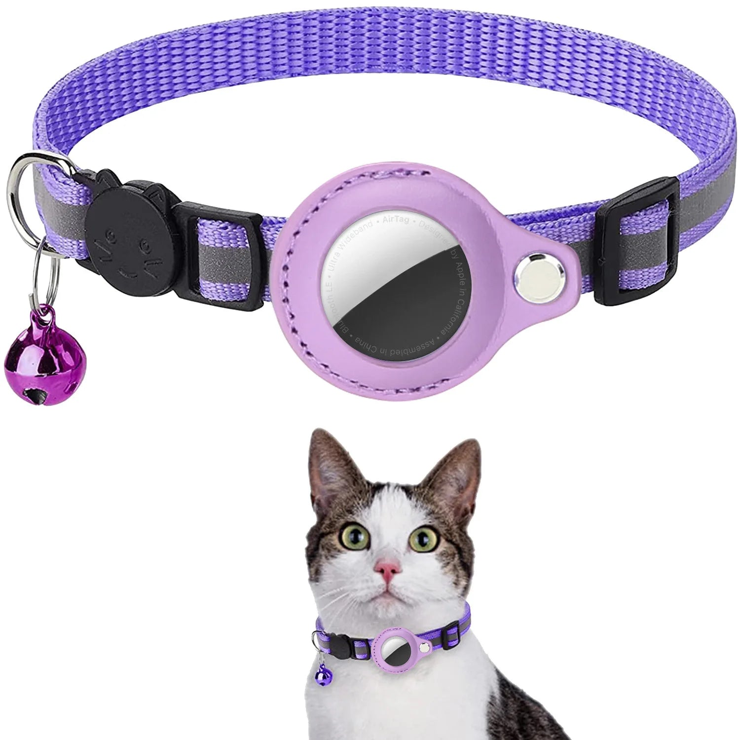 Katzenhalsband mit AirTag-Halterung – reflektierend, wasserdicht & sicher