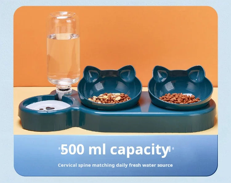 Ergonomisches Napf-Set für Katzen – Mit Schwerkraft-Wasserspender und schonendem Ohr-Design