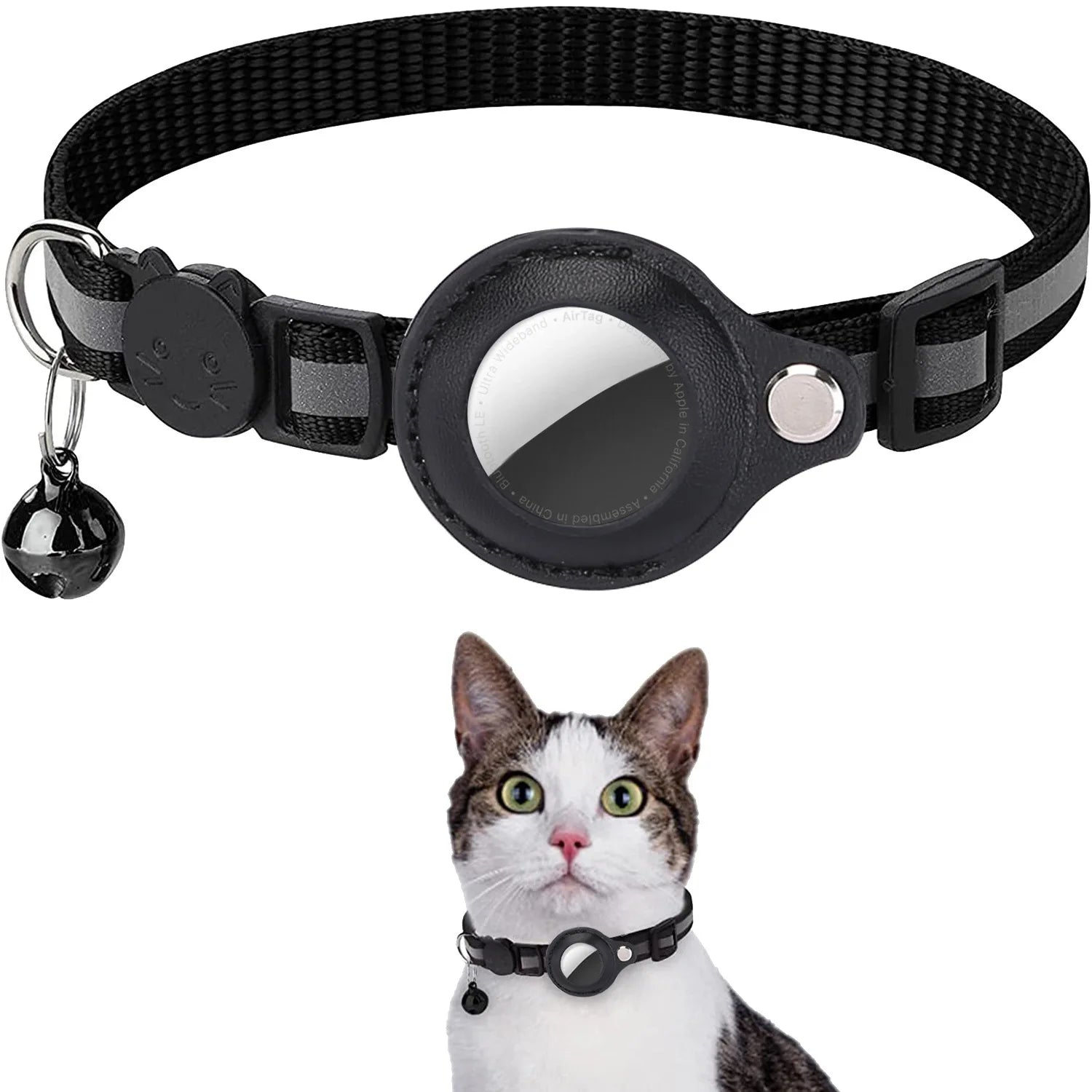 Katzenhalsband mit AirTag-Halterung – reflektierend, wasserdicht & sicher