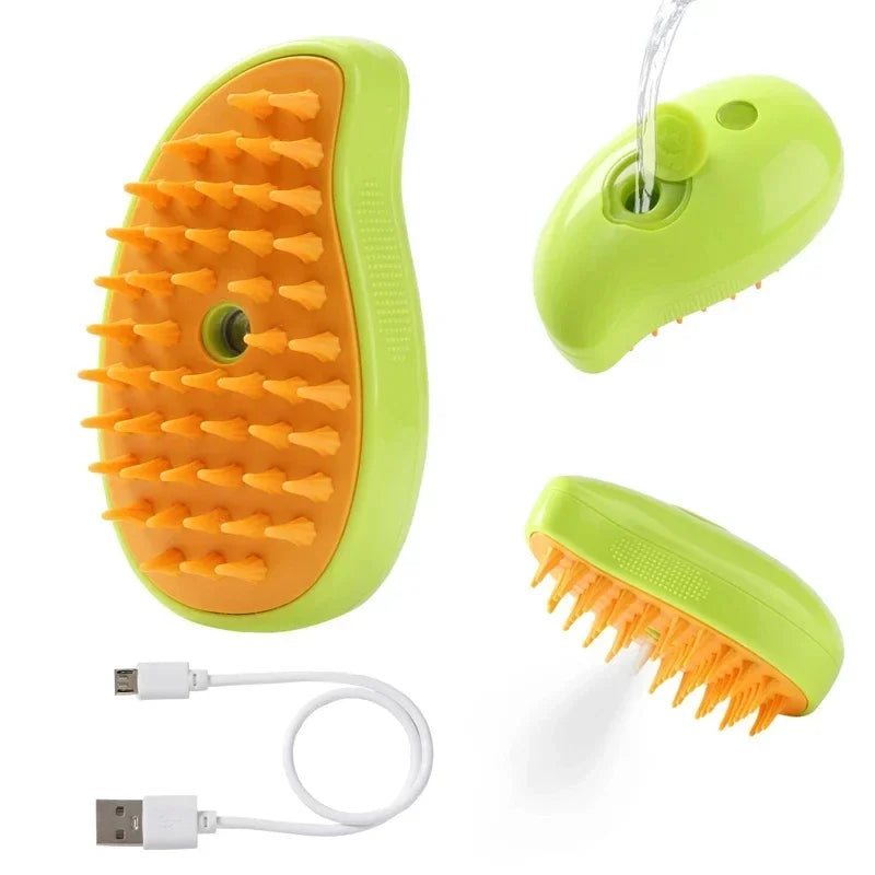 3-in-1 Dampf-Pflegebürste für Hunde & Katzen – Massagebürste mit Sprühfunktion gegen verfilztes & loses Haar