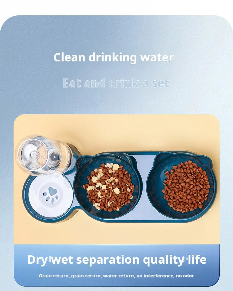 Ergonomisches Napf-Set für Katzen – Mit Schwerkraft-Wasserspender und schonendem Ohr-Design