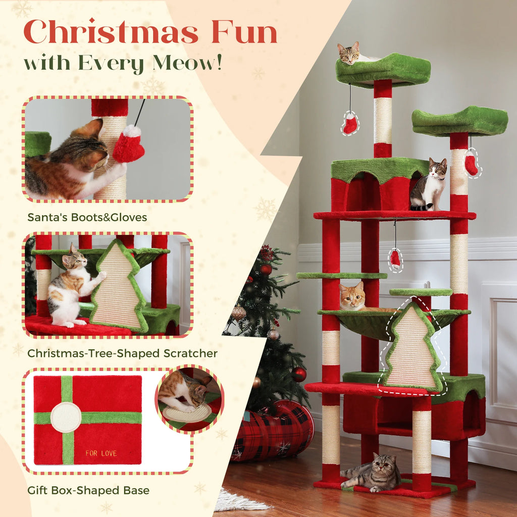 Großer Kratzbaum mit Hängematte, Liegeflächen & Spielzeug