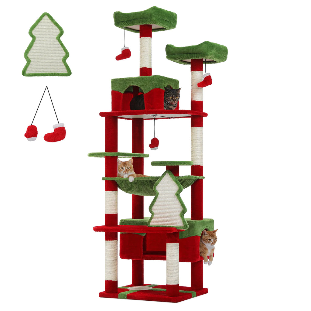 Großer Kratzbaum mit Hängematte, Liegeflächen & Spielzeug
