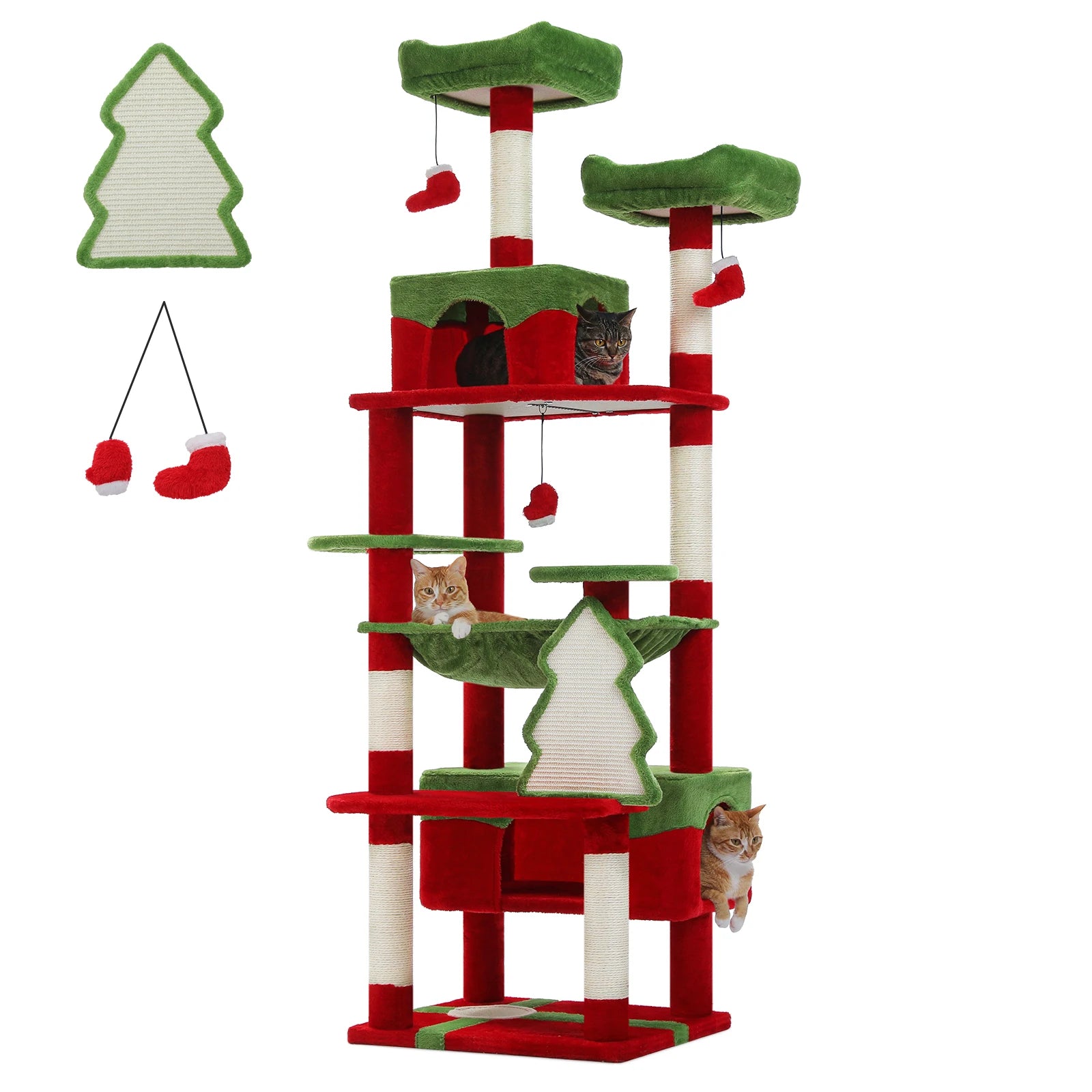 Großer Kratzbaum mit Hängematte, Liegeflächen & Spielzeug