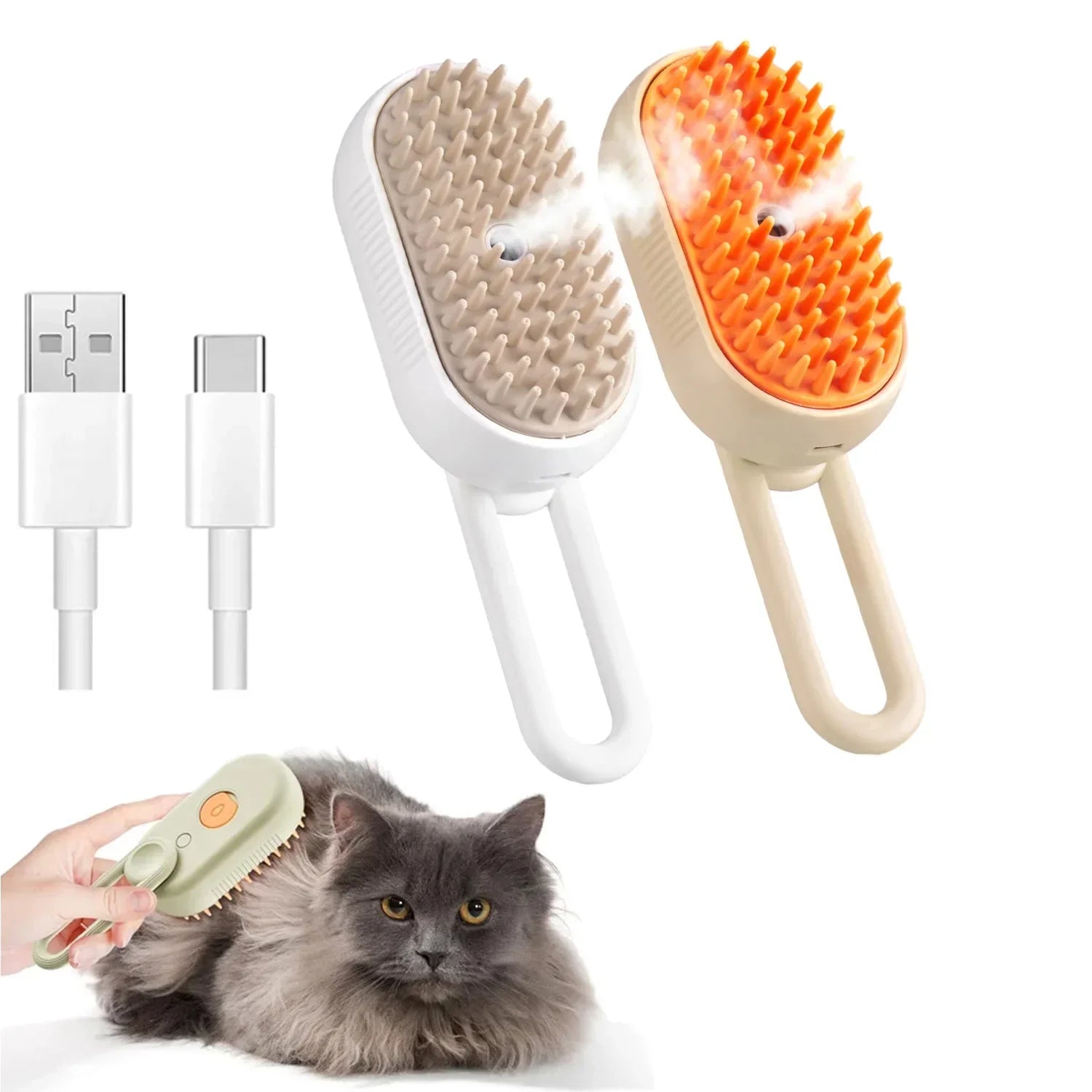 3-in-1 Dampf-Pflegebürste für Hunde & Katzen – Massagebürste mit Sprühfunktion gegen verfilztes & loses Haar
