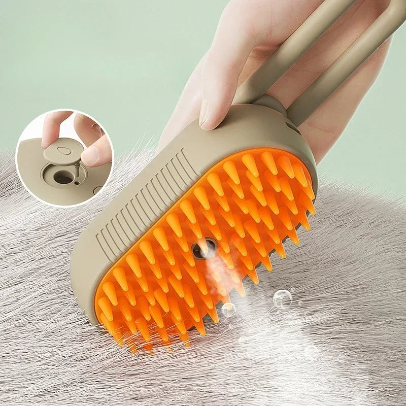 3-in-1 Dampf-Pflegebürste für Hunde & Katzen – Massagebürste mit Sprühfunktion gegen verfilztes & loses Haar