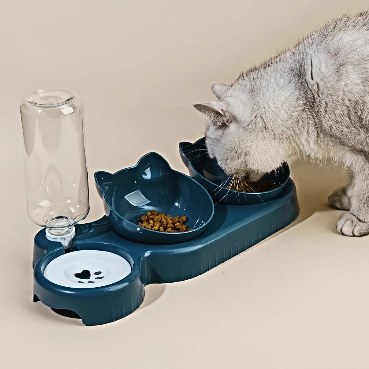 Ergonomisches Napf-Set für Katzen – Mit Schwerkraft-Wasserspender und schonendem Ohr-Design