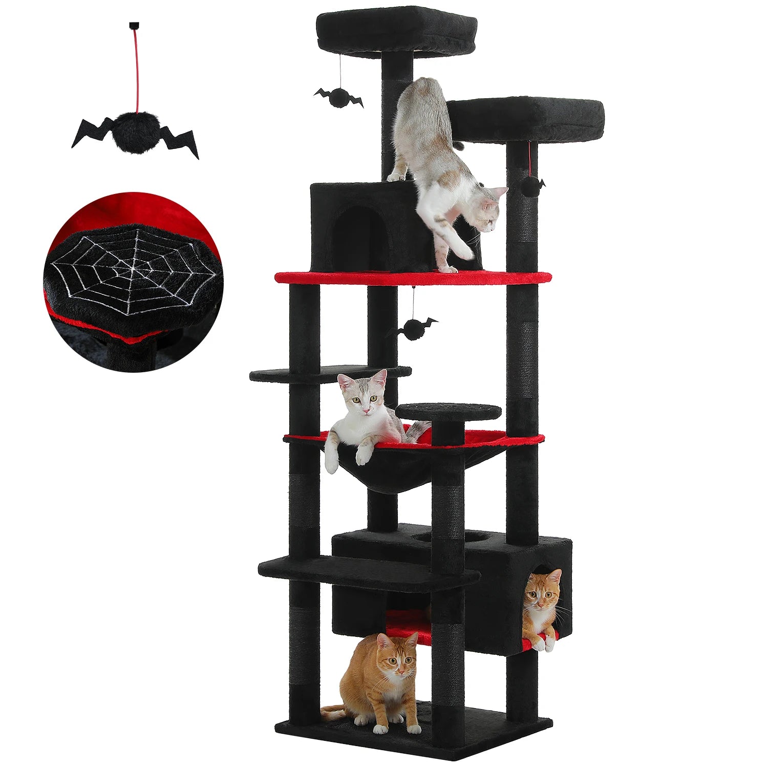 Großer Kratzbaum mit Hängematte, Liegeflächen & Spielzeug