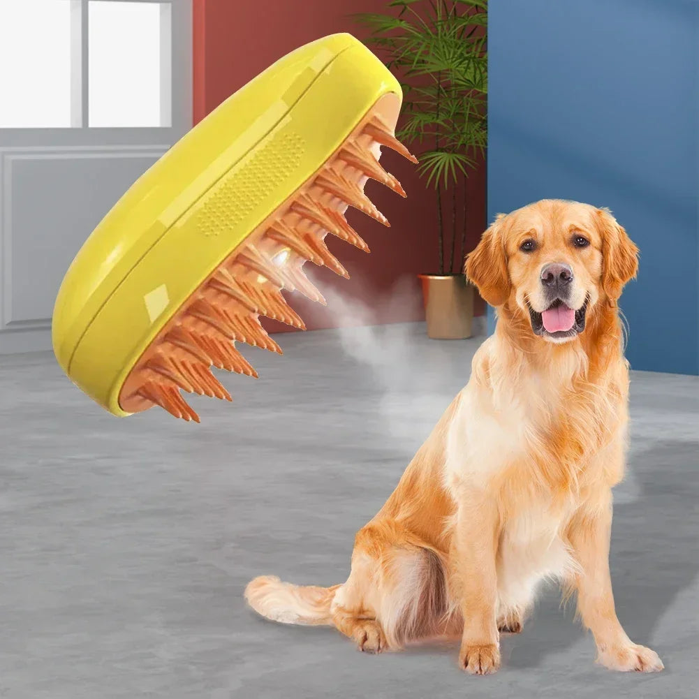 3-in-1 Dampf-Pflegebürste für Hunde & Katzen – Massagebürste mit Sprühfunktion gegen verfilztes & loses Haar