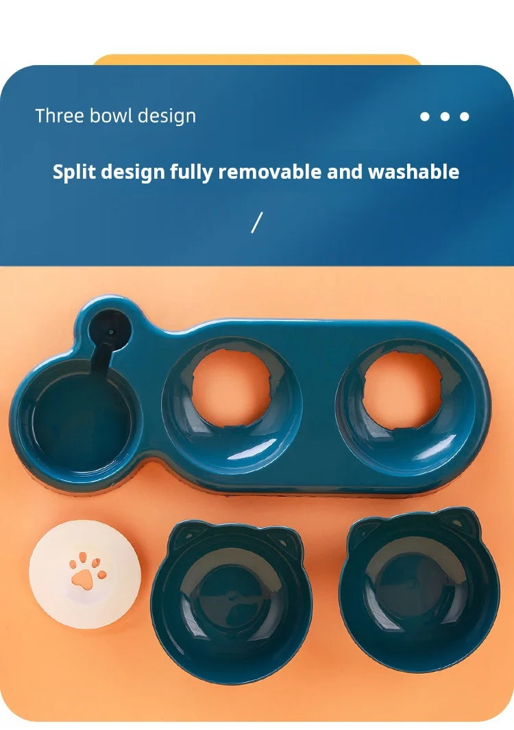 Ergonomisches Napf-Set für Katzen – Mit Schwerkraft-Wasserspender und schonendem Ohr-Design
