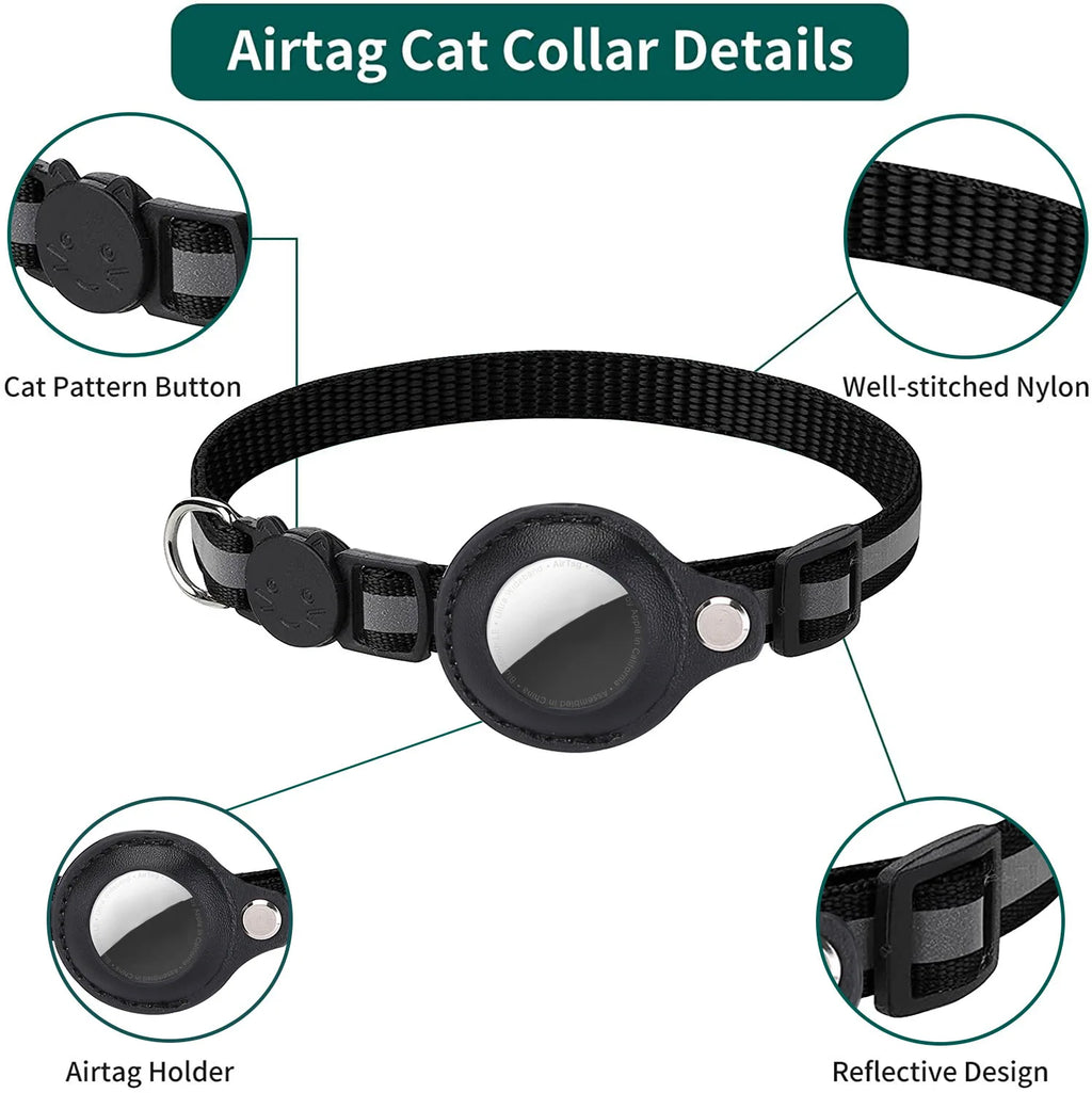 Katzenhalsband mit AirTag-Halterung – reflektierend, wasserdicht & sicher