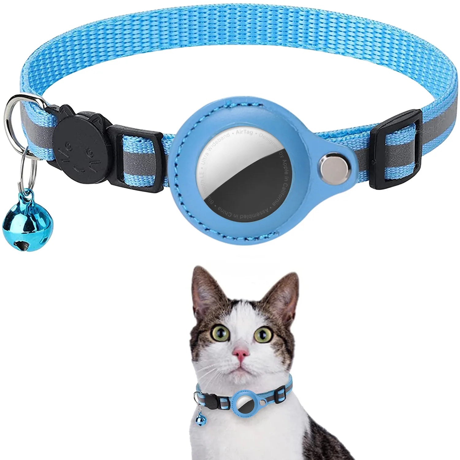 Katzenhalsband mit AirTag-Halterung – reflektierend, wasserdicht & sicher