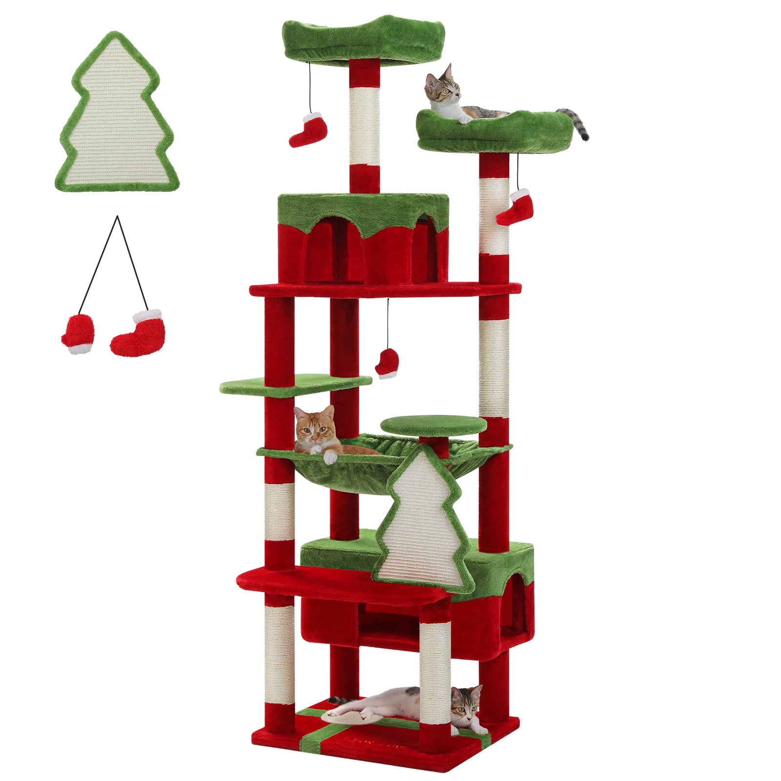 Großer Kratzbaum mit Hängematte, Liegeflächen & Spielzeug