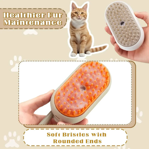 3-in-1 Dampf-Pflegebürste für Hunde & Katzen – Massagebürste mit Sprühfunktion gegen verfilztes & loses Haar