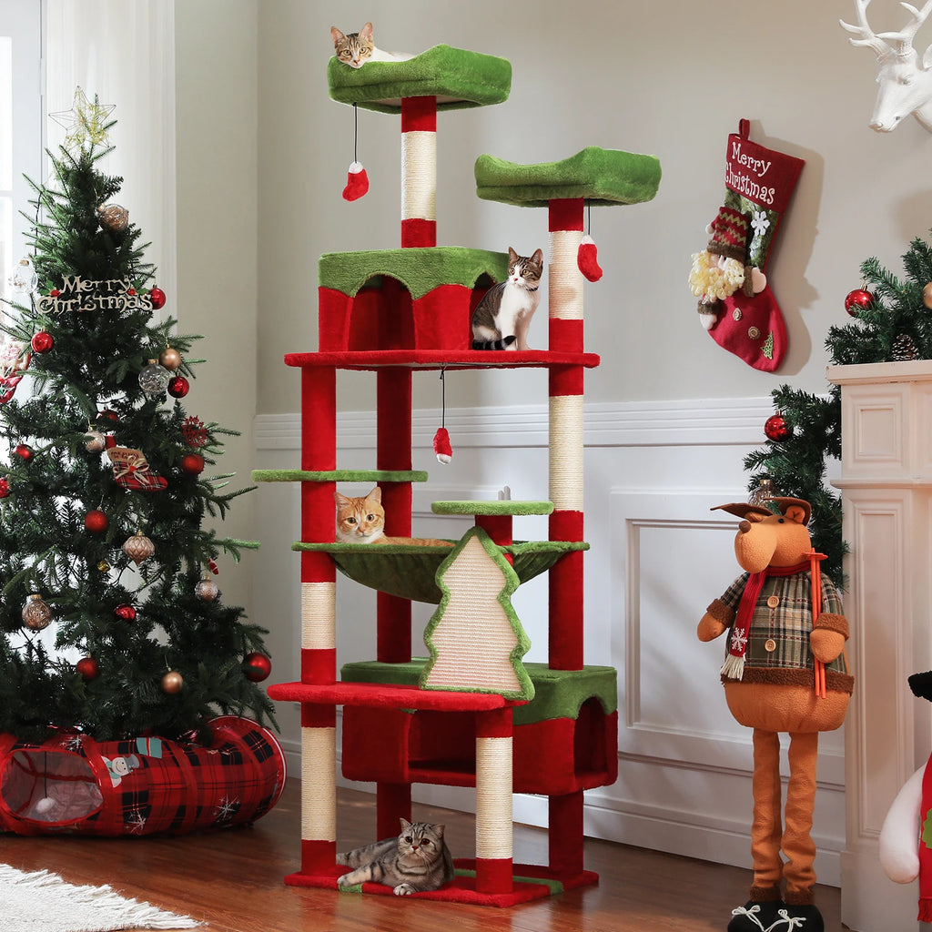 Großer Kratzbaum mit Hängematte, Liegeflächen & Spielzeug