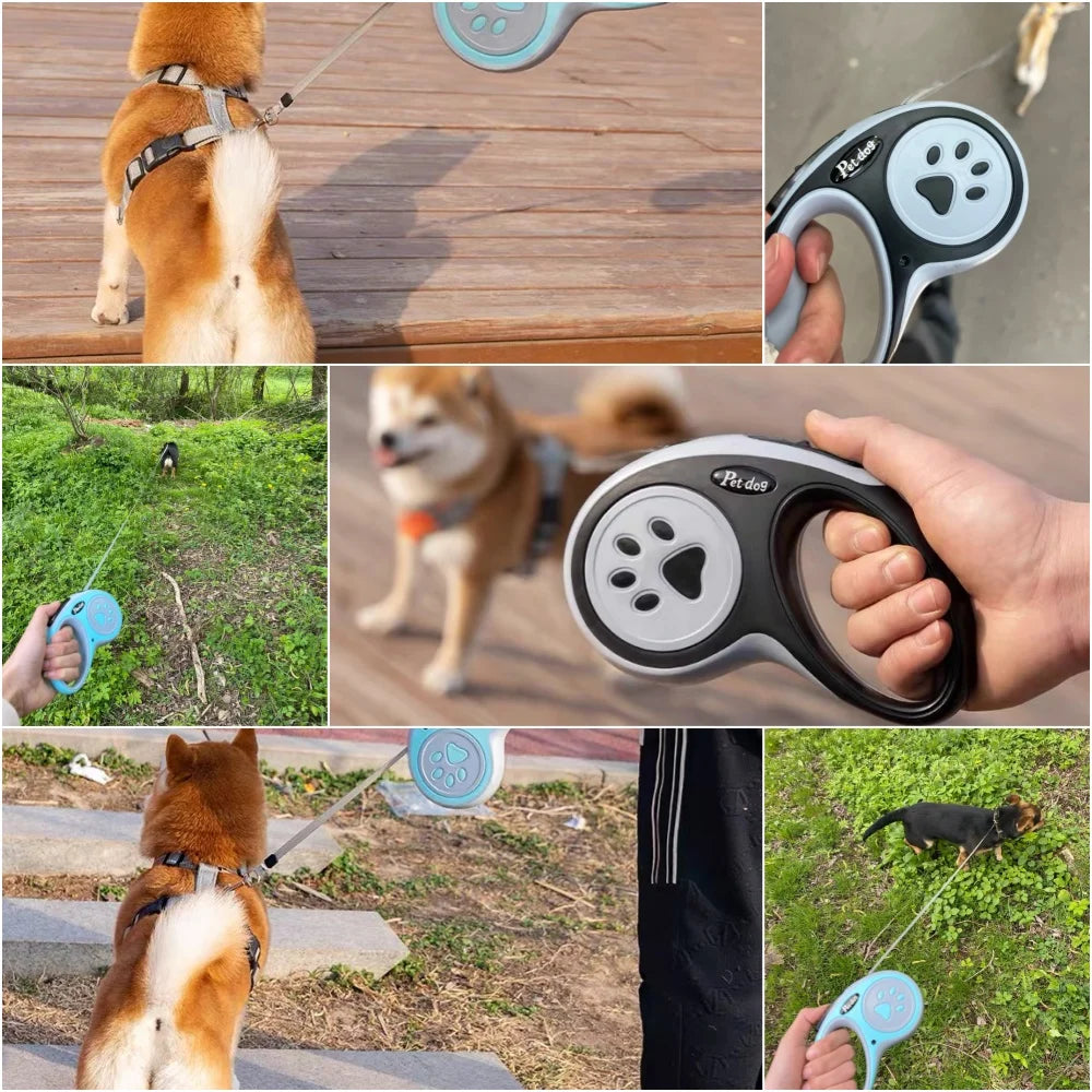 Einziehbare Hundeleine 3m/5m für kleine, mittlere & große Hunde – Robuste Nylon-Laufleine für Welpen & ausgewachsene Hunde