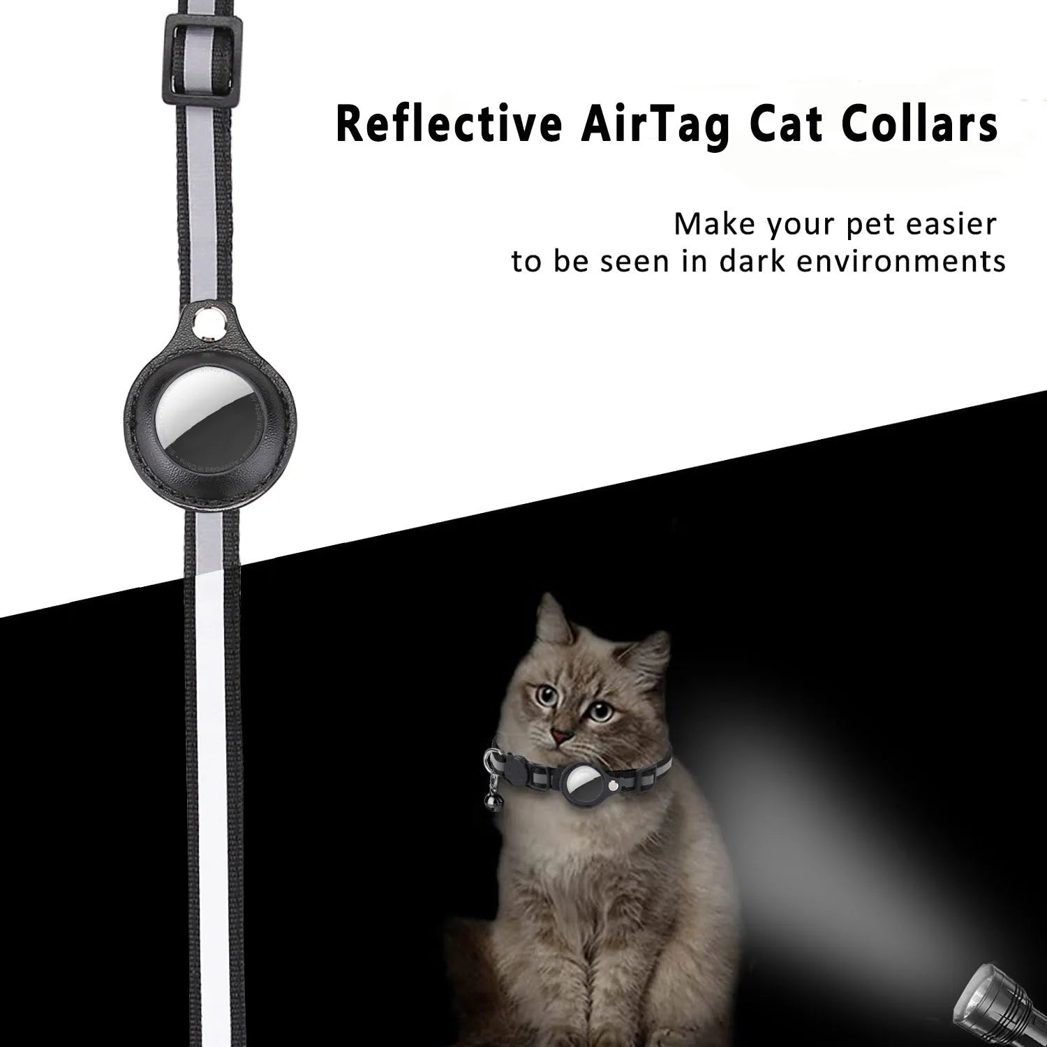 Katzenhalsband mit AirTag-Halterung – reflektierend, wasserdicht & sicher