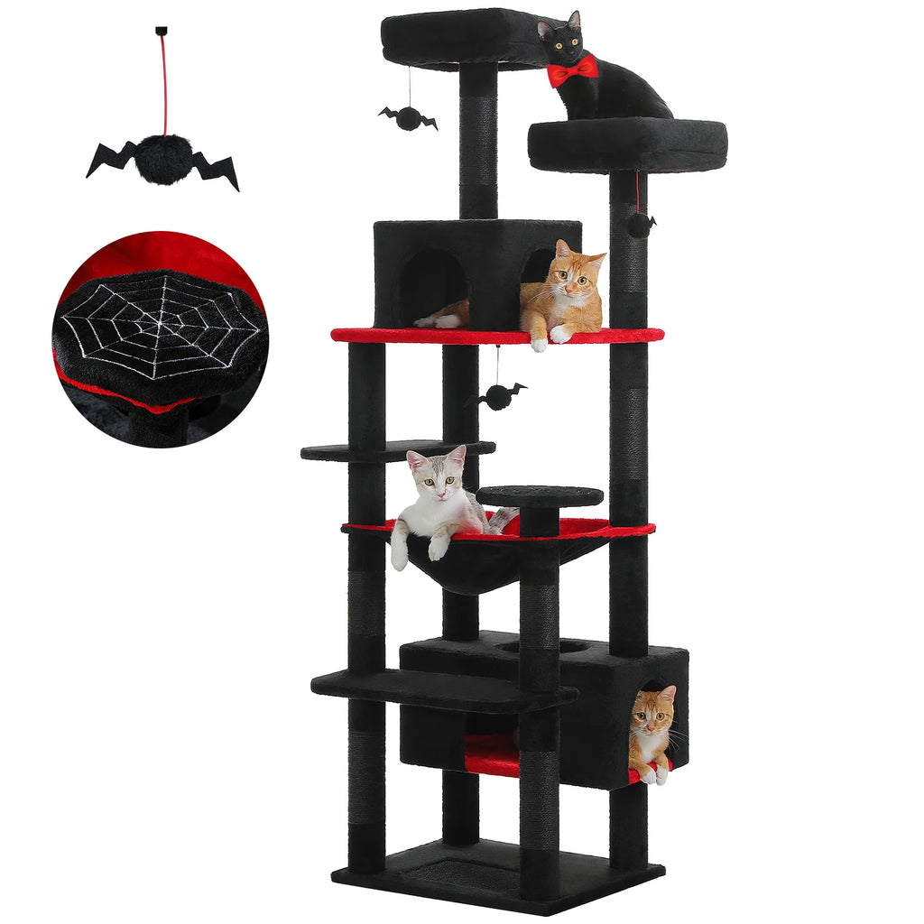 Großer Kratzbaum mit Hängematte, Liegeflächen & Spielzeug