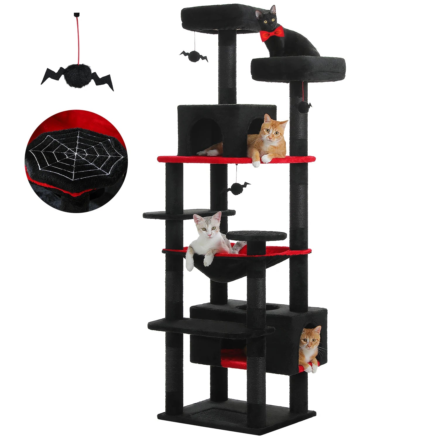 Großer Kratzbaum mit Hängematte, Liegeflächen & Spielzeug