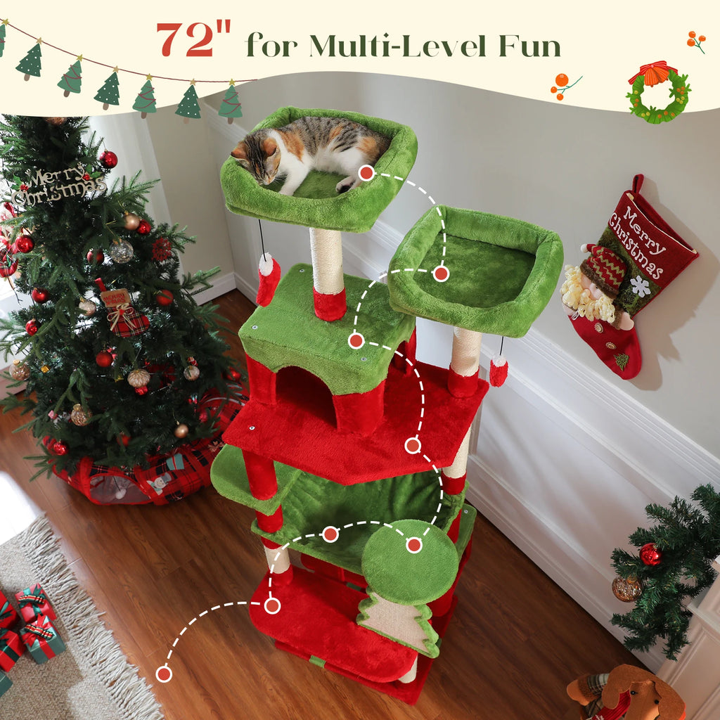 Großer Kratzbaum mit Hängematte, Liegeflächen & Spielzeug