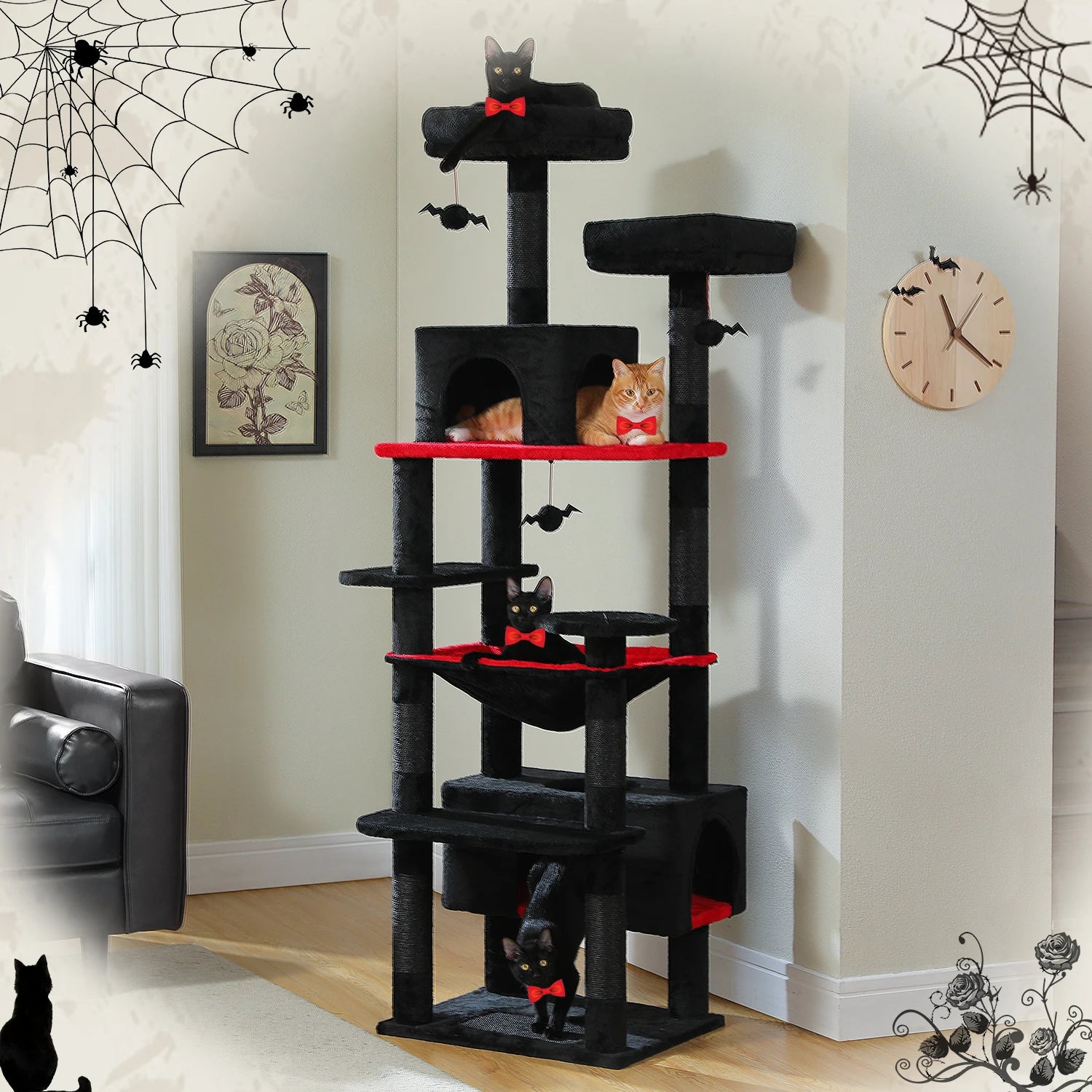 Großer Kratzbaum mit Hängematte, Liegeflächen & Spielzeug