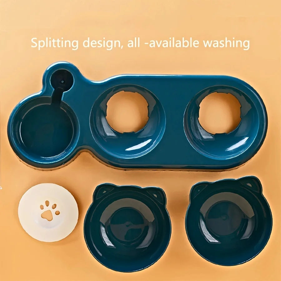 Ergonomisches Napf-Set für Katzen – Mit Schwerkraft-Wasserspender und schonendem Ohr-Design