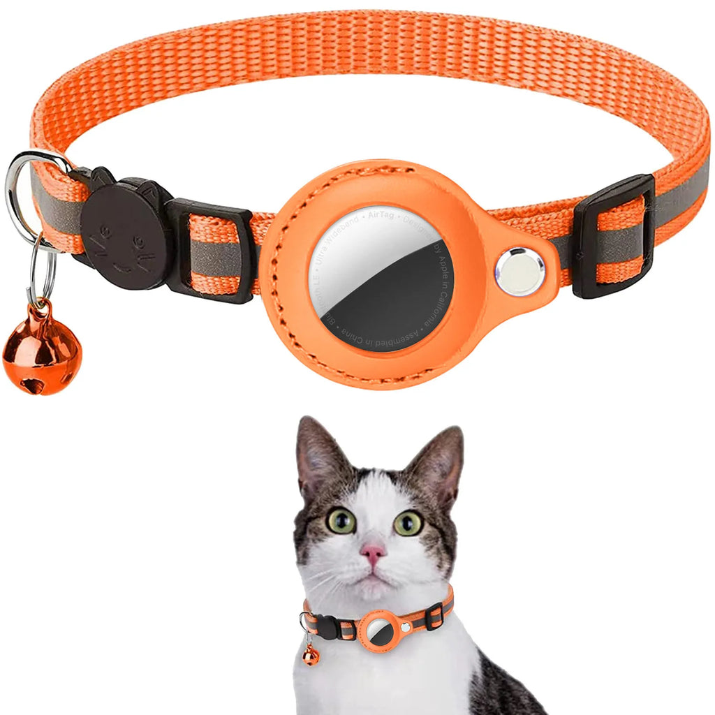 Katzenhalsband mit AirTag-Halterung – reflektierend, wasserdicht & sicher